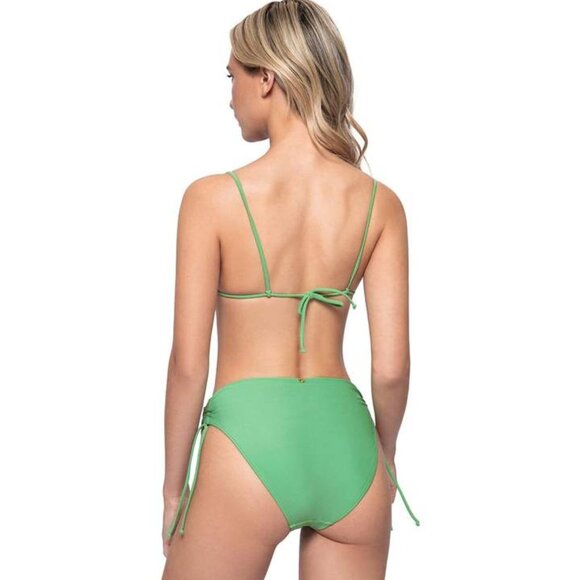 PQ SWIM {NWT} Luna Ruched High Waist Swim Bottom | M | Agave light green w ties - Picture 8 of 8